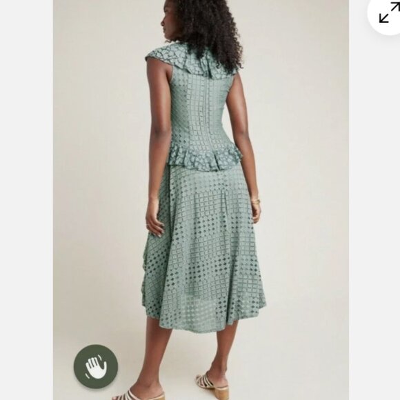 Anthropologie Green V Neck Lace Crochet Midi Dress Size 8 NWOT Retail $220 - Picture 3 of 5